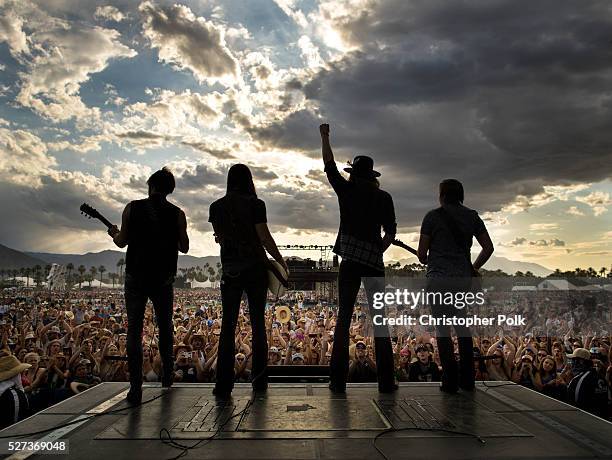 Zach Brown, Graham Deloach, Michael Hobby and Bill Satcher of A Thousand Horses performs onstage during 2016 Stagecoach California's Country Music...