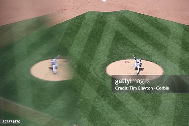 Pitcher Matt Harvey, New York Mets, pitching during the New York Mets Vs Miami Marlins MLB regular season baseball game at Citi Field, Queens, New...