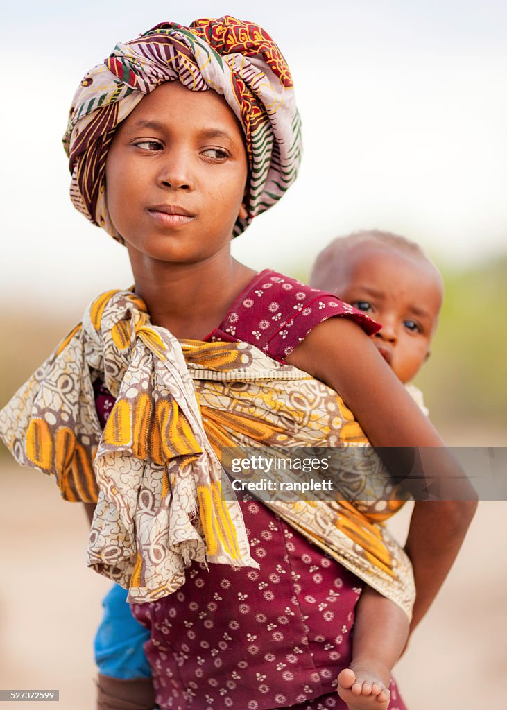 African Girl with a Baby Sling