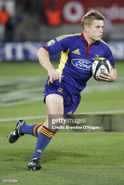 Ben Blair of the Highlanders in action during Super 12 match between the Highlanders and the Waratahs at Carisbrook Stadium on April 30, 2005 in...