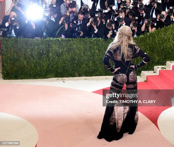 Madonna arrives for the Costume Institute Benefit at The Metropolitan Museum of Art May 2, 2016 in New York.