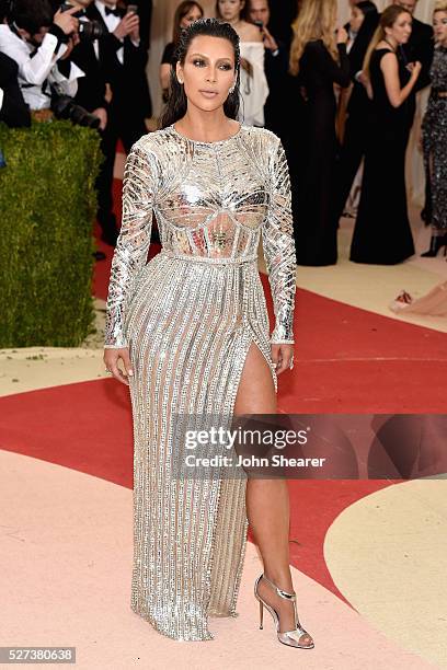 Kim Kardashian attends the "Manus x Machina: Fashion In An Age Of Technology" Costume Institute Gala at Metropolitan Museum of Art on May 2, 2016 in...