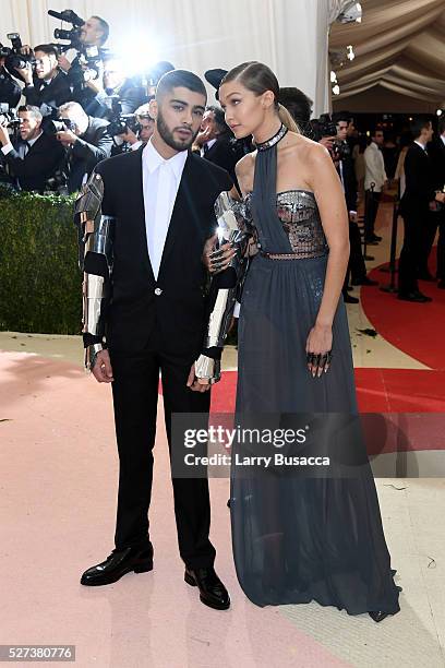 Gigi Hadid and Zayn Malik attend the "Manus x Machina: Fashion In An Age Of Technology" Costume Institute Gala at Metropolitan Museum of Art on May...