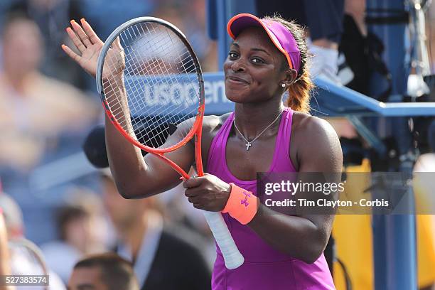 Sloane Stephens, USA, in action against Jamie Hampton, USA, during the Women's Singles competition at the US Open. Flushing. New York, USA. 30th...