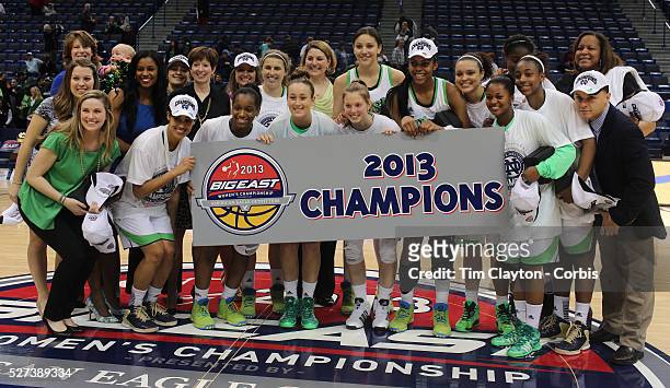 The winning Notre Dame team after the Connecticut V Notre Dame Final match won by Notre Dame 61-59 during the Big East Conference, 2013 Women's...
