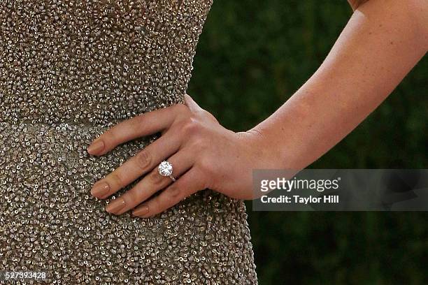 Kate Upton, engagement ring detail, attends "Manus x Machina: Fashion in an Age of Technology", the 2016 Costume Institute Gala at the Metropolitan...