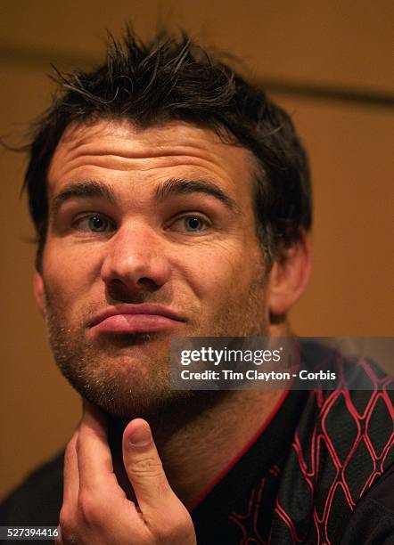 Mike Phillips, Wales, during a press conference in Auckland at the IRB Rugby World Cup tournament, Auckland, New Zealand, 18th October 2011. Photo...