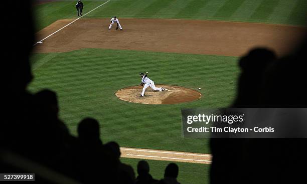 Sabathia, New York Yankees, pitching during the New York Yankees V Baltimore Orioles American League Division Series play-off decider at Yankee...