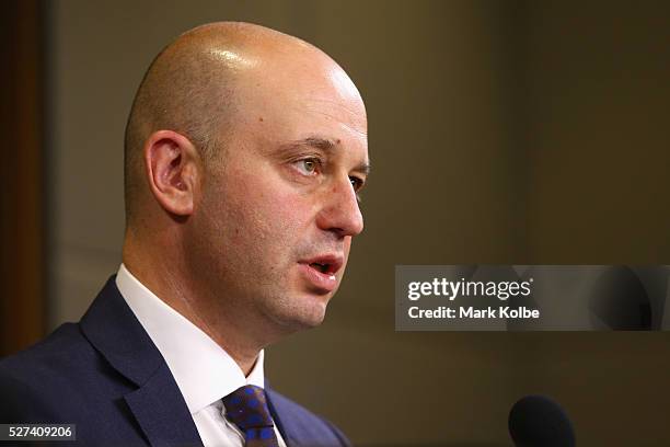 Todd Greenberg speaks to the media during an NRL press conference at NRL Headquarters on May 3, 2016 in Sydney, Australia. The NRL announced today...