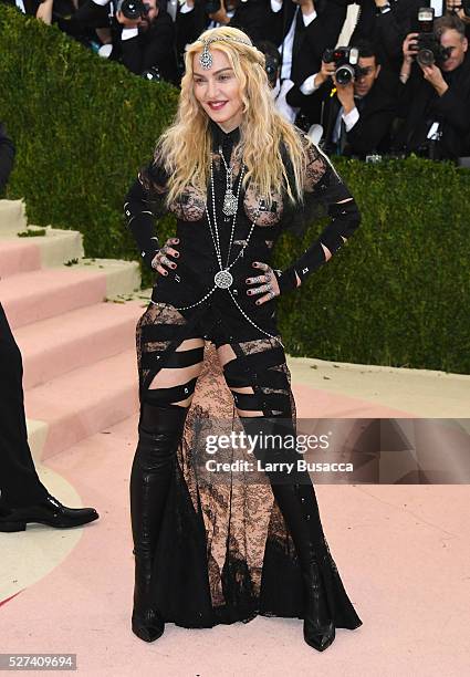 Madonna attends the "Manus x Machina: Fashion In An Age Of Technology" Costume Institute Gala at Metropolitan Museum of Art on May 2, 2016 in New...