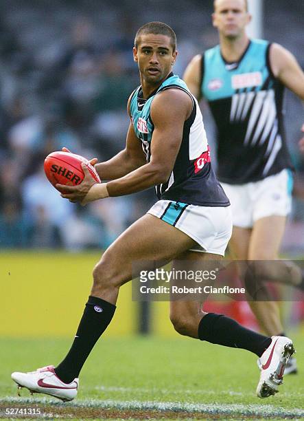 Peter Burgoyne of Port Adelaide in action during the AFL round 6 match between the Richmond Tigers and the Port Adelaide Power at the Telstra Dome on...