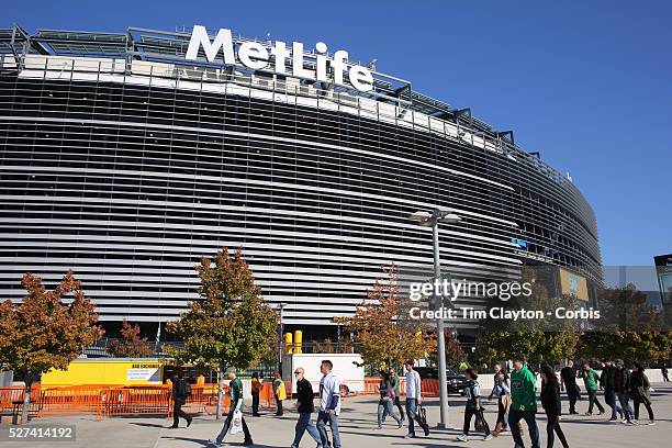 General view of MetLife Stadium at the Meadowlands Sports Complex in East Rutherford, New Jersey. The 82,566 capacity stadium is home to the New York...