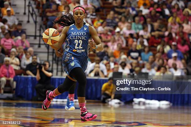 Monica Wright, Minnesota Lynx, in action during the Connecticut Sun Vs Minnesota Lynx, WNBA regular season game at Mohegan Sun Arena, Uncasville,...