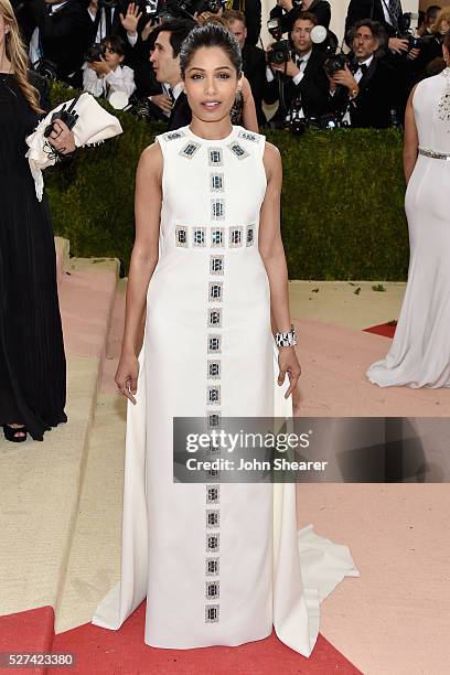 Freida Pinto attends the "Manus x Machina: Fashion In An Age Of Technology" Costume Institute Gala at Metropolitan Museum of Art on May 2, 2016 in...