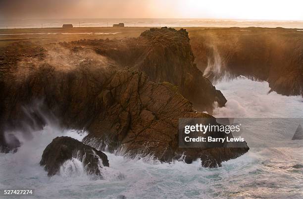 West of the island receiving the full force of the Atlantic with 11 meter waves hitting the 100ft cliffs behind West Town. Tory Island - nine miles...