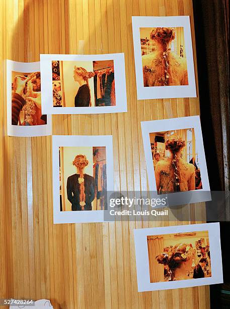 Polaroids, back stage of Some of the Greek inspired hair styles for the Christian La Croix show.