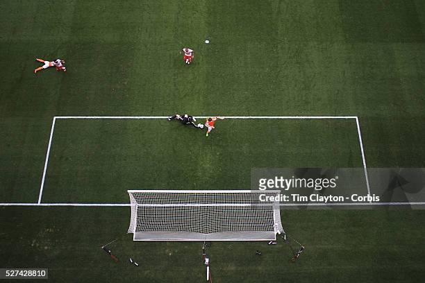 Thierry Henry, , New York Red Bulls, has his shot saved by Houston goalkeeper Tally Hall during the New York Red Bulls V Houston Dynamo Major League...