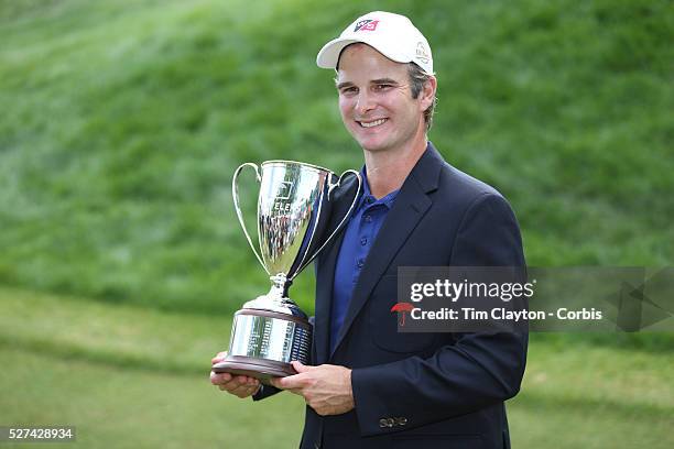 Kevin Streelman, USA, with the trophy after winning the Travelers Championship at the TPC River Highlands, Cromwell, Connecticut, USA. 22nd June...