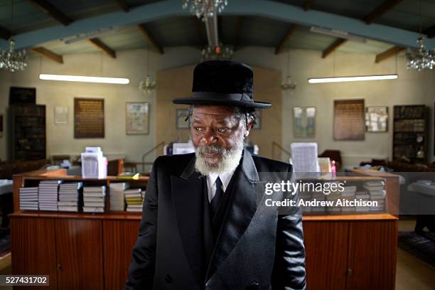 Rabbi Yisrael Oriel Ben Moshe Shlomo, an African Rabbi from Cameroon who converted to Judaism 20 years ago. He prays at the Persian Hebrew...