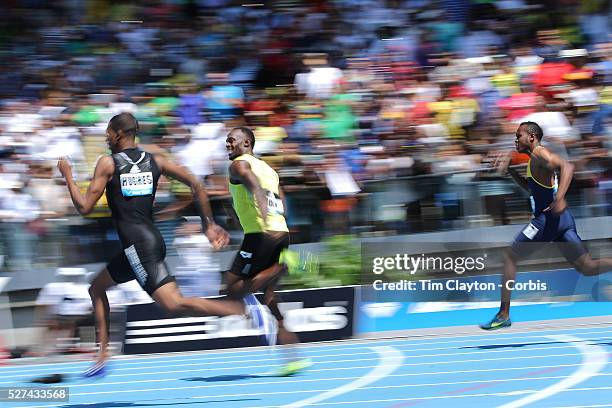 Usain Bolt, Jamaica, wins the Men's 200m from Zharnel Hughes, during the Diamond League Adidas Grand Prix at Icahn Stadium, Randall's Island,...