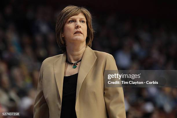Anne Donovan, Head Coach of the Connecticut Sun, on the side line during the Connecticut Sun V Washington Mystics WNBA regular season game at Mohegan...