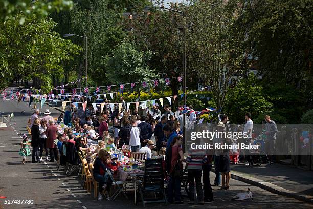 Community street party in Herne Hill, south London celebrating the Diamond Jubilee of Queen Elizabeth. A few months before the Olympics come to...