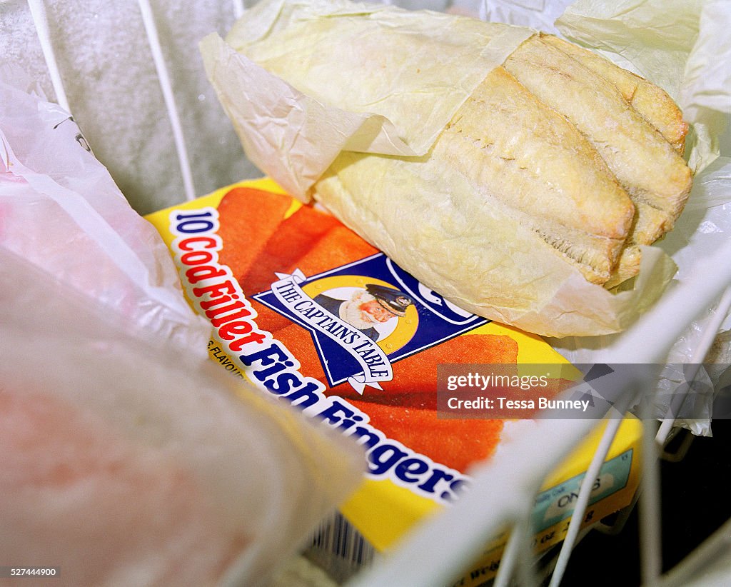 UK - Lighthouses - Frozen food in the lighthouse keeper's freezer at Cape Wrath lighthouse