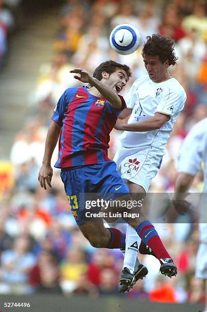 Oleguer Presas of FC Barcelona in action during the La Liga match between FC Barcelona and Albacete on May 1, 2005 at Nou Camp Stadium in Barcelona,...