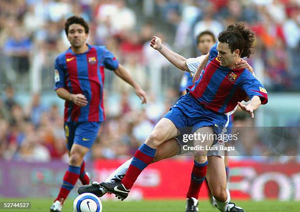 Andres Iniesta of FC Barcelona in action during the La Liga match between FC Barcelona and Albacete on May 1, 2005 at Nou Camp Stadium in Barcelona,...