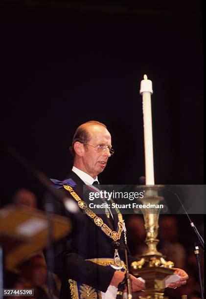 "Prince Edward, The Duke of Kent addresses Freemasons at Earls Court Freemasonry, which traces it's modern origins back to the sixteenth century is...