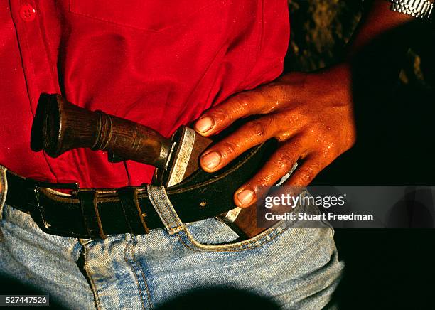 Maoist cadre with a kukri in the Dolakha district, Nepal