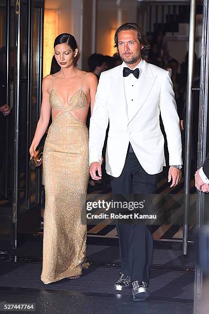 Lily Aldridge and Lance Lepere head to MET Gala on May 2, 2016 in New York City.