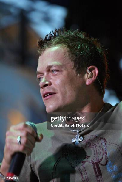 Vocalist Brad Arnold of the band 3 Doors Down performs during day five of Sunfest, Florida's largest music, art, and waterfront festival on May 1,...