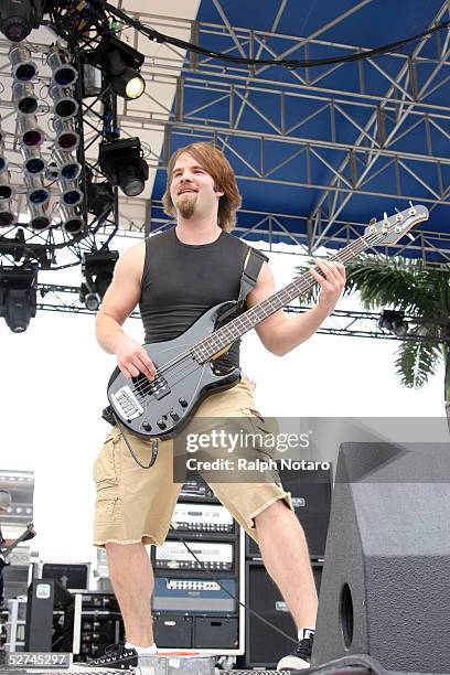 Bassist Kelan Luker of Submersed performs during day five of Sunfest, Florida's largest music, art, and waterfront festival on May 1, 2005 in West...
