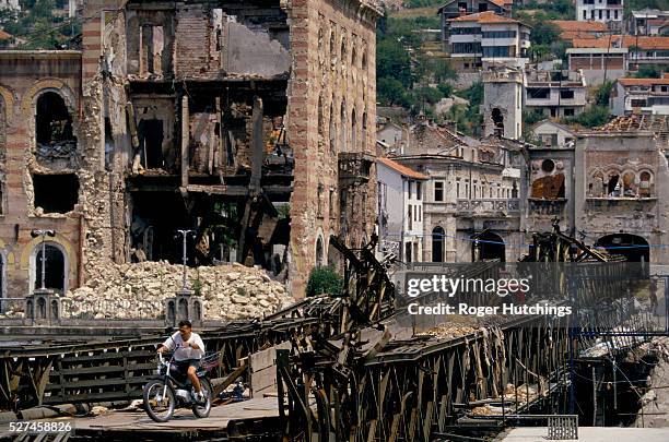 During the civil war in the former Yugoslavia 1991-1995 the city of Mostar which was part Croat part Moslem was divided in two.The moslem east...