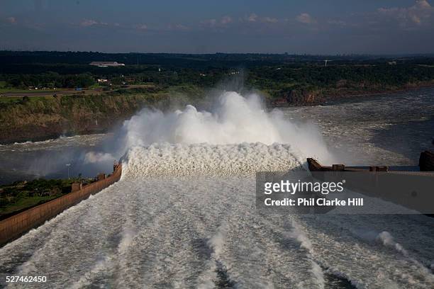 Itaipu dam on the Parana river, Parana state is the second largest hydroelectric project in the World but it produces the most power, providing a...
