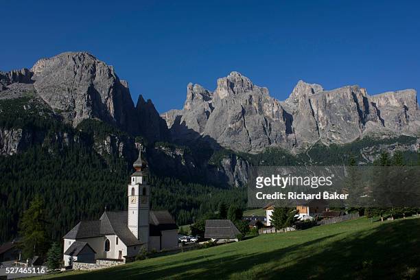 The gothic church at Colfosco, south Tyrol, Italy dates back to the year 1420. Colfosco, situated at 1,645 m asl, is the highest located village of...