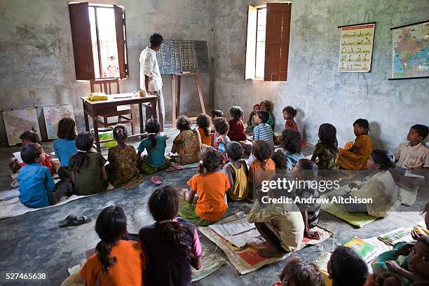 Children from a Dalit community take part in education classes. MSS facilitate programs targeting children of rural communities in the Maharjganj...