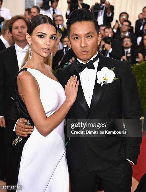 Model Emily Ratajkowski and fashion designer Prabal Gurung attend the "Manus x Machina: Fashion In An Age Of Technology" Costume Institute Gala at...