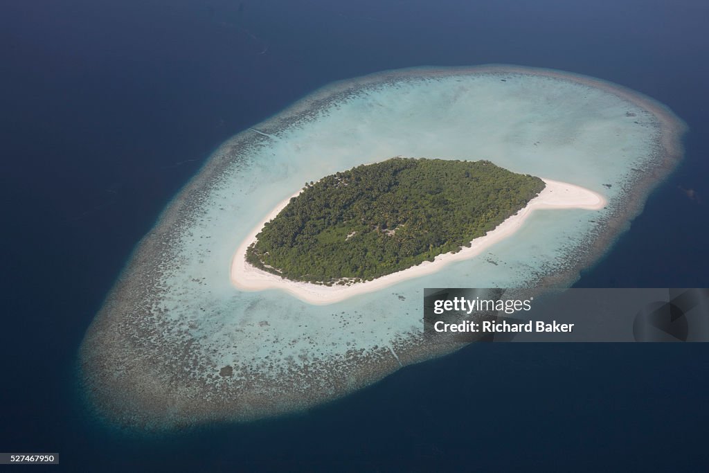 Maldives - Mal' - Aerial of an uninhabited island