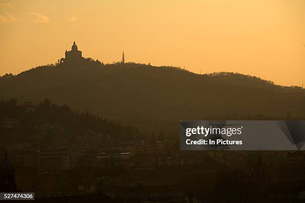 The Santuario della Madonna di Santa Luca in Bologna, as seen from the privately owned Prendiparte Tower.