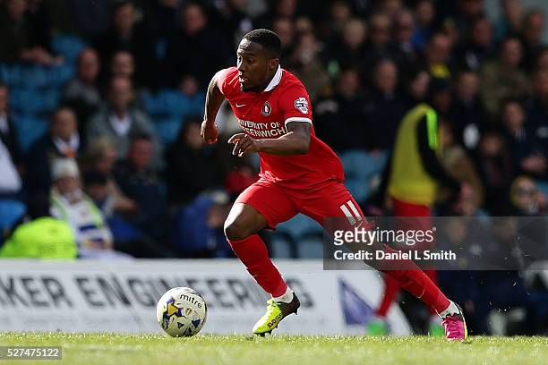 Callum Harriott of Charlton Athletic FC during the Sky Bet Championship match between Leeds United and Charlton Athletic at Elland Road on April 30,...