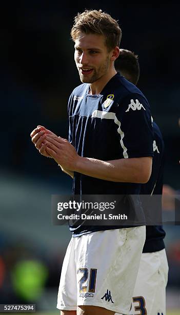 Charlie Taylor of Leeds United FC thanks the after after the Sky Bet Championship match between Leeds United and Charlton Athletic at Elland Road on...