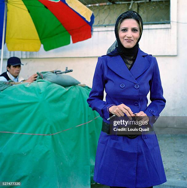 Mrs Farzana Samimi on her talk show Banu. Farzana's show centers on problems faced by Afghan women - largely a taboo subject. Currently, for security...