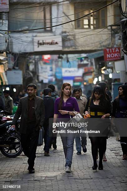 Group of fashionable young women walk through Khan Market, New Delhi Khan Market It is one of the most expensive retail streets anywhere in the world...