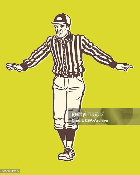 ilustrações, clipart, desenhos animados e ícones de árbitro de sinalização - juiz de futebol americano