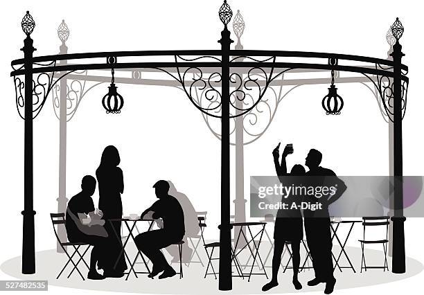 stylishterrace - couple dining outside stock illustrations