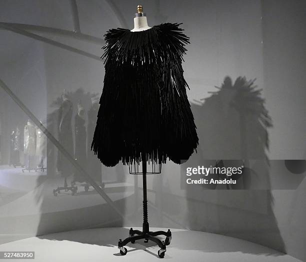 Dress is displayed on a mannequin during the 'Manus x Machina: Fashion In An Age Of Technology' Costume Institute Gala at Metropolitan Museum of Art...