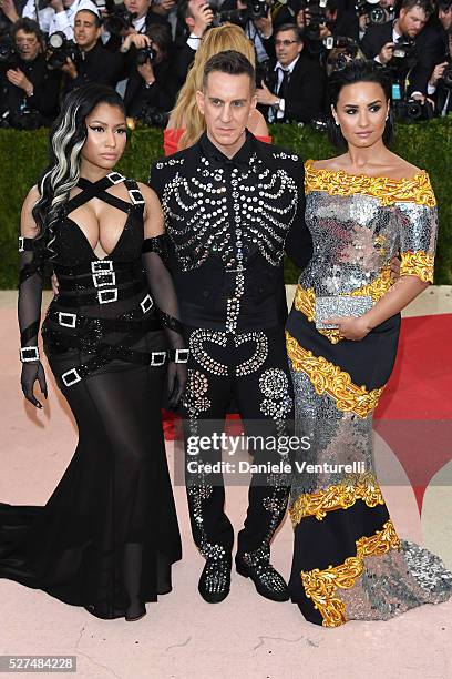 Nicki Minaj,Jeremy Scott and Demi Lovato attend the "Manus x Machina: Fashion In An Age Of Technology" Costume Institute Gala at Metropolitan Museum...