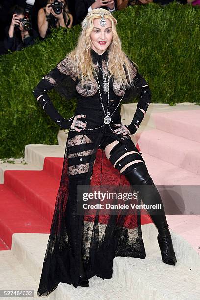 Madonna attends the "Manus x Machina: Fashion In An Age Of Technology" Costume Institute Gala at Metropolitan Museum of Art on May 2, 2016 in New...